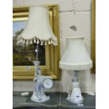 Two Spanish Glazed Porcelain Table Lamps (electric), (1 stamped Valencia), with shades – a clown &
