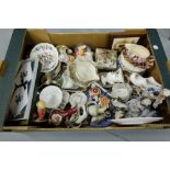 Collection of china ornaments, plates, bowls etc (in a box)