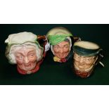 2 Royal Doulton Character Cups – Gent with spectacles & a lady with green scarf & a Beswick “