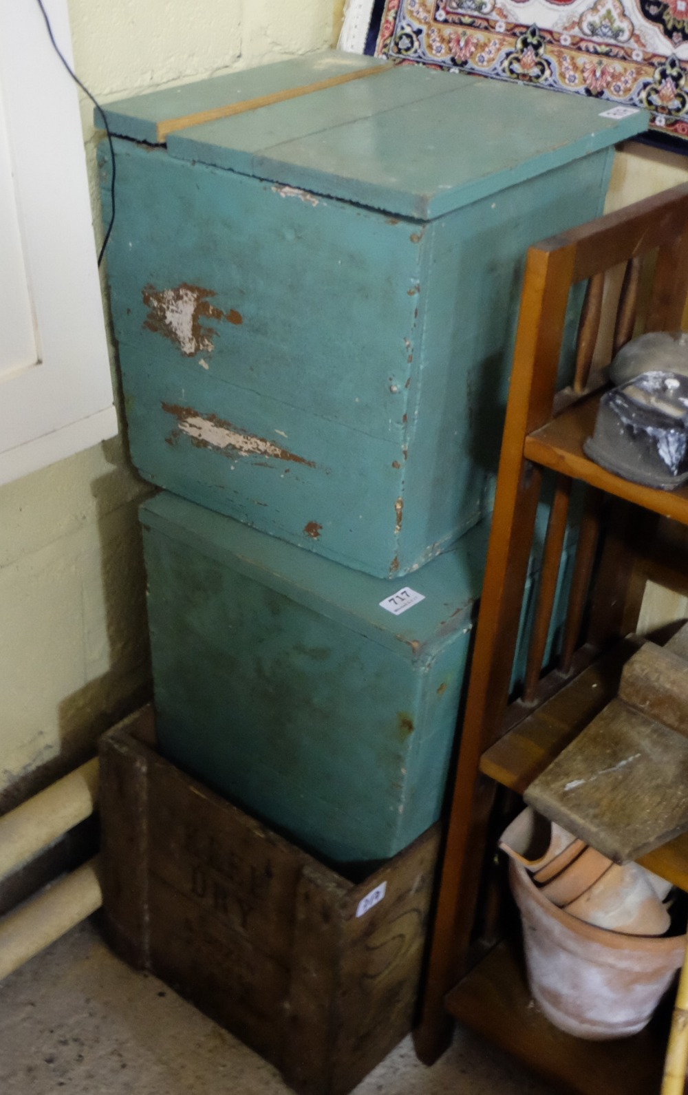 2 painted pine butter boxes & a pine crate (3)