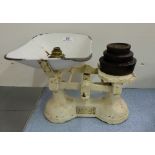 Metal Shop Weighing Scales, with various weights