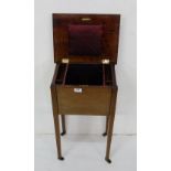 Edwardian Mahogany Sewing Box, with a hinged lid, on tapered legs, 26”h x 15”w
