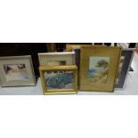 10 framed pictures – port scenes, landscapes, horses etc