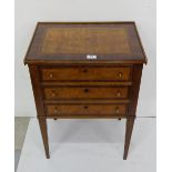 Inlaid Mahogany Side Chest of 3 Drawers, on tapered feet, 20”w x 27”h