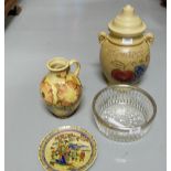 4 items – Japanese plate, “Price” Vase, German Biscuit Barrel, Circular Glass Bowl (4)