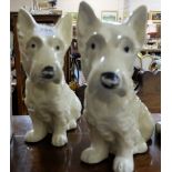 Pair of pottery Terriers, red modern Spode dinner plates & various plates