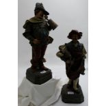 Pair of 19thC hand painted Terracotta Figures – Tavern Characters, each 19”h