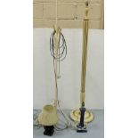 Two (Electric) Standard Lamps, painted cream – 1 carved timber, 1 metal & 2 table lamps (4)