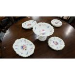 12 piece Victorian dessert service, incl. a centre bowl, floral pattern with gold borders