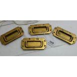 Set of 4 brass recessed handles, each 5”w x 2.5”h