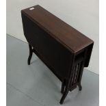 Inlaid Edwardian Mahogany Sutherland Table, tapered legs, 26”w