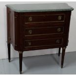 French Mahogany Chest of Drawers (3 drawers) with serpentine shaped sides, brass mounts and a
