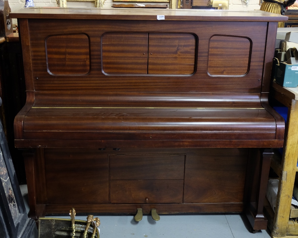 Weber London Upright Pianola Piano, in a mahogany frame, working, with 28 approx pianola music rolls