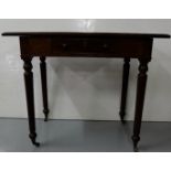 Mahogany Hall Table with a rectangular top and apron drawer, turned legs, 29”h x 36”w