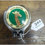 Car Badge - Royal Zoological Society of Ireland, with image of giraffe’s head