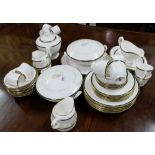 Royal Worcester Carina China Dinner Service (1992), white with green and gold borders, incl. pair