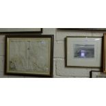 18thC Map of Cardigan Bay by Capt Green Collins 18” x 23”, 18thC Map of “Penbrok” sculpted by