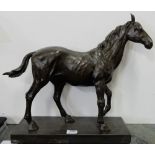 Bronze Study of a Striding Horse, on a black rectangular base, 17”w x 6.5”d x 19”h