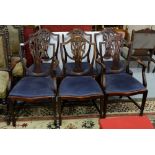 Matching Set of 6 Regency Reproduction Dining Chairs (incl. 2 carvers) on tapered legs, drop in