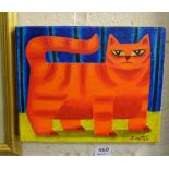 GRAHAM KNUTTLE “Portrait of Red Cat”, Oil on Canvas, signed by the artist lower right, 9.5”h x 12”w