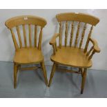 Matching Set of 5 Pine Kitchen Chairs incl. 1 carver (good condition)