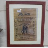 “My Teas”, framed tea bag packet, stamped John M Reidy Killarney & Oil on board “Plough Horses”,