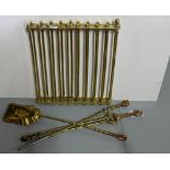 3 Piece Brass Fireside Companion Set with copper mounts (figures of oriental men) & a folding