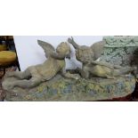 Bronze Garden Statutory – group of two cherubs with out-swept arms, 55”w