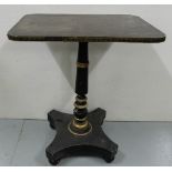 Regency Ebonised Occasional Table with a Chinese lacquered top (worn) and brass banding, over a