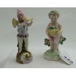 Two 19thC porcelain figures – Cherub & trumpet player, each 4.5”h