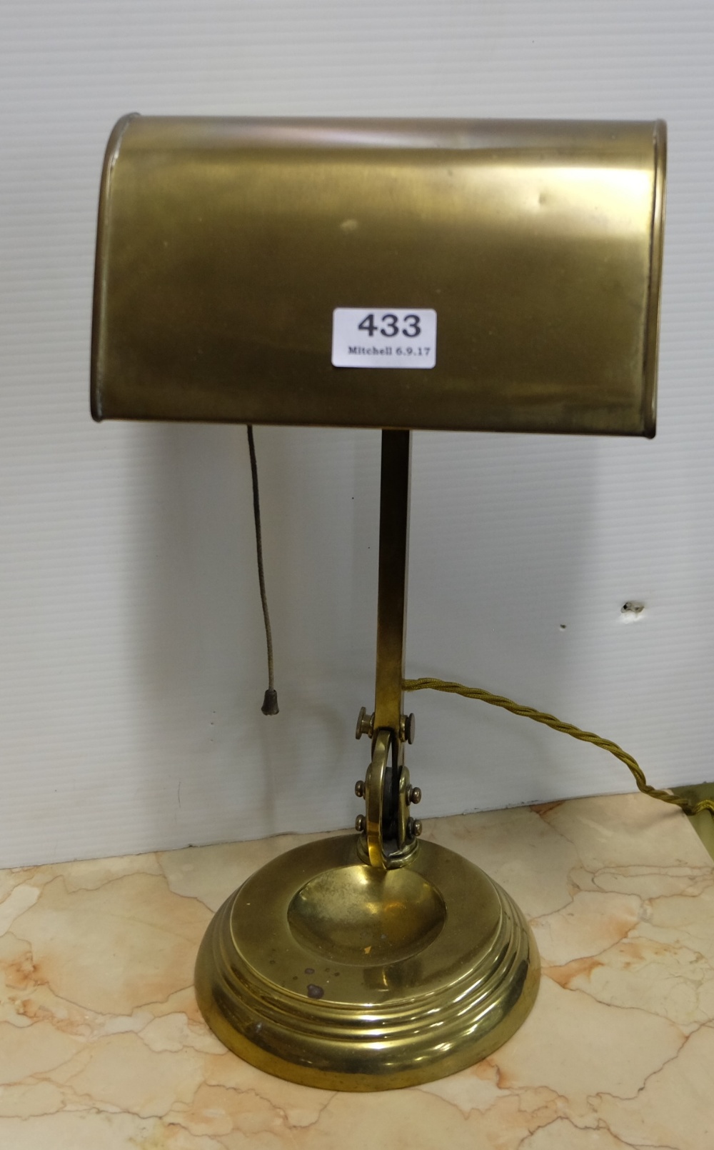 Brass Students Table Lamp, electric, 16”h