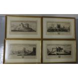 Set of 14 x 18thC Steel Engravings by Sam & Nath Buck, Views of Castles and Towns in Pembroke,