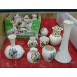 20 pieces of English souvenir miniature jugs, cups, Carlton, Arcadian, Tuscan, Goss (Patrington) (