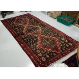 Old worn Persian Hammadan Lori Floor Carpet with a traditional cross design, 2.9m x 1.4m