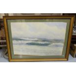 Large watercolour – waves in seascape (signed indistinctly) & a watercolour “Molly Malone”, signed