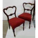 Matching Pair of WMIV Mahogany Framed Bedroom/Dining Chairs, red fabric covered seats