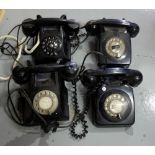 4 vintage black dial telephones