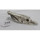 A plated paper holder in the form of a scaley Fish, 6”long