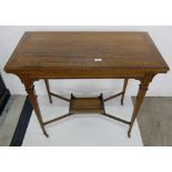 Edwardian Rosewood Card Table, marquetry inlaid, with a rectangular fold-over top, on tapered