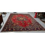 Persian Tabriz carpet, multi coloured medallion design, 3.88x2.9