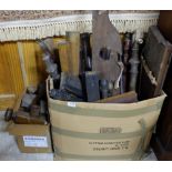 Two boxes of furniture parts – chair and table legs etc, ideal for restorations
