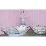 Irish Dresden Trinket Dish, bisque figure of lady, several small porcelain dishes etc