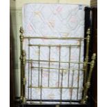 Victorian Brass Bed Ends with turned rails and an accompanying mattress (as new), 3ft 6” wide