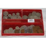 Group of Irish pre-decimal coins, 3d, shillings, pennies, farthings etc