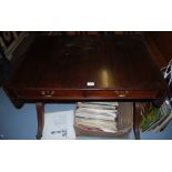 Edwardian Mahogany Sofa Table, with drop sides and two frieze drawers, with stretcher support and