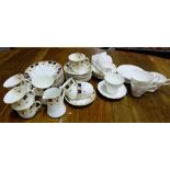 4 china tea sets, various patterns (some incomplete)