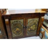 Rosewood 2 Door Side Cabinet, with mother of pearl floral inlaid cabinet doors, 42”w x 33”h