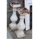Pair metal urn stands, painted white, each 2ft h