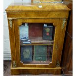 19thC Walnut Pier Cabinet, marquetry inlaid, with decorative brass mounts, with glass door enclosing