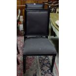 Set of 6 Contemporary Dining Chairs, painted ebony frames, on turned legs, grey padded seats and